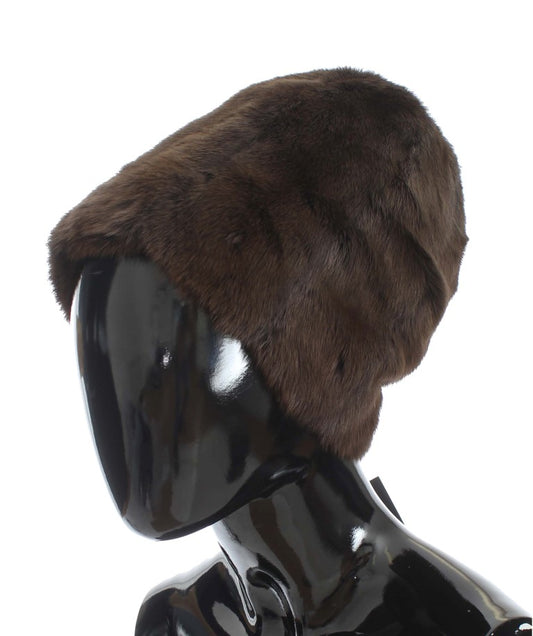 Dolce & Gabbana Brown Weasel Fur Womens Cashmere Hat