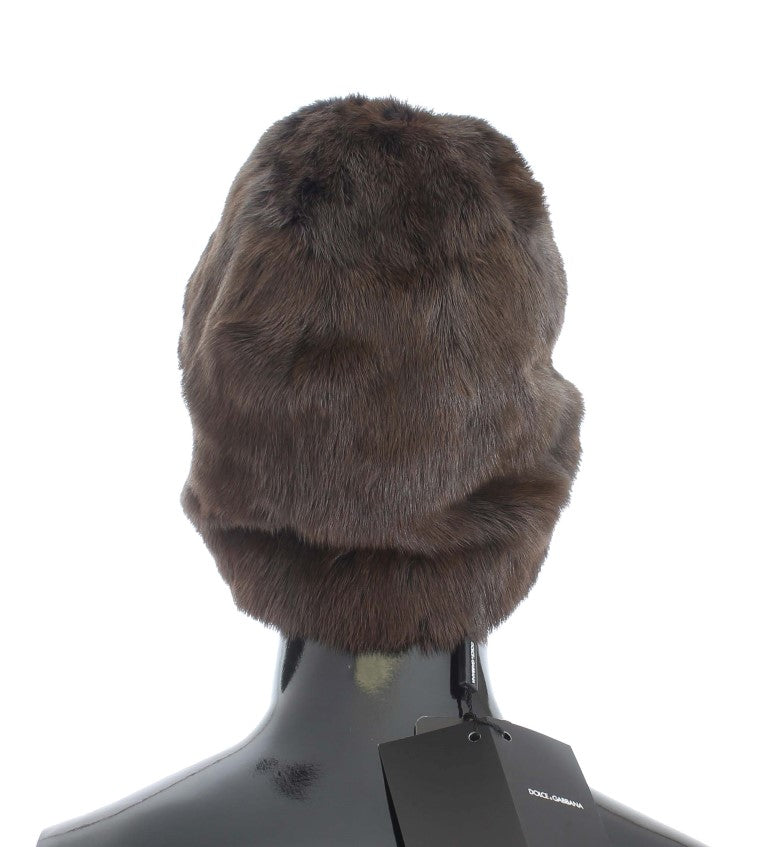 Dolce & Gabbana Brown Weasel Fur Womens Cashmere Hat