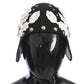 Dolce & Gabbana Black Wool White Floral Gold Leaf Hat