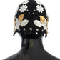 Dolce & Gabbana Black Wool White Floral Gold Leaf Hat