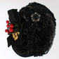 Dolce & Gabbana Black Crystal Gold Cherries Brooch Hat