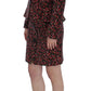 BENCIVENGA Black Red Multicolor Floral Skirt and Blazer Suit