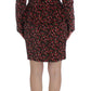 BENCIVENGA Black Red Multicolor Floral Skirt and Blazer Suit