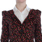 BENCIVENGA Black Red Multicolor Floral Skirt and Blazer Suit