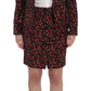 BENCIVENGA Black Red Multicolor Floral Skirt and Blazer Suit