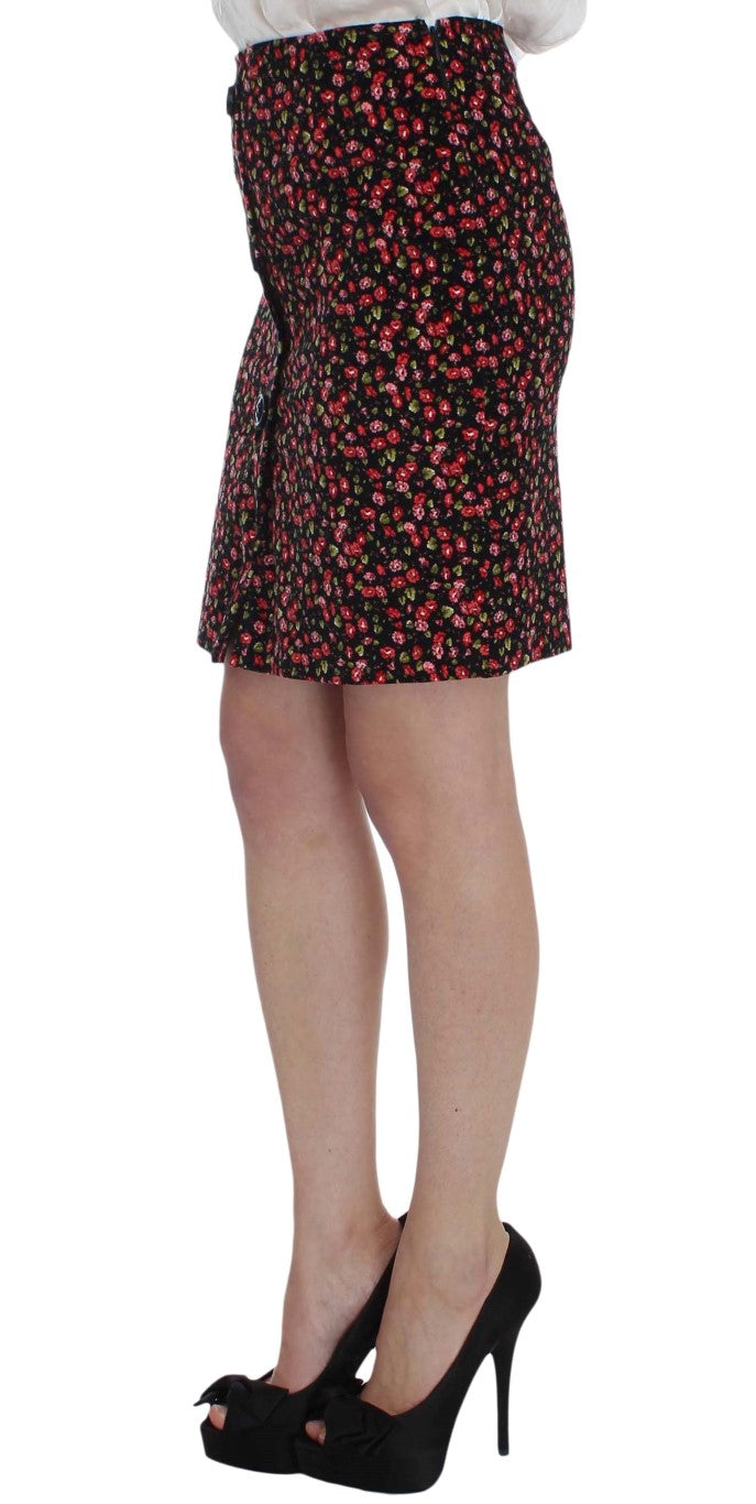 BENCIVENGA Black Red Multicolor Floral Skirt and Blazer Suit