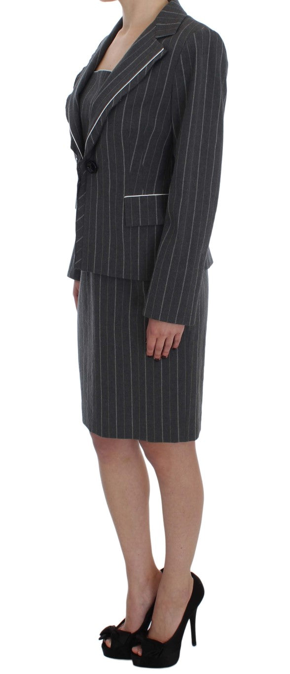 BENCIVENGA Gray Pinstripe Suit Sheath Dress & Blazer Set