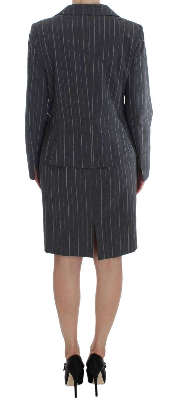 BENCIVENGA Gray Pinstripe Suit Sheath Dress & Blazer Set