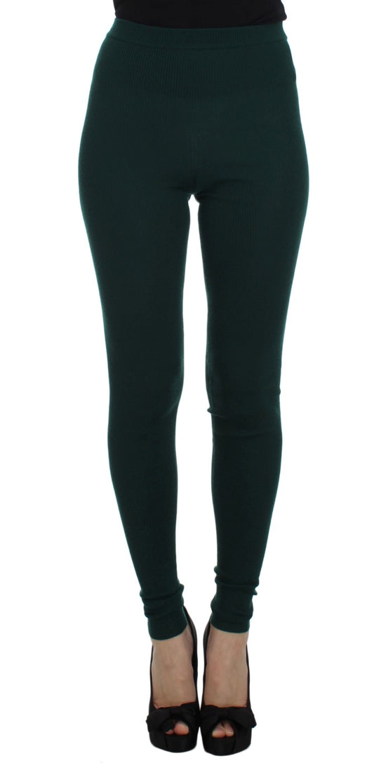 Dolce & Gabbana Green Cashmere Stretch Tights Pants