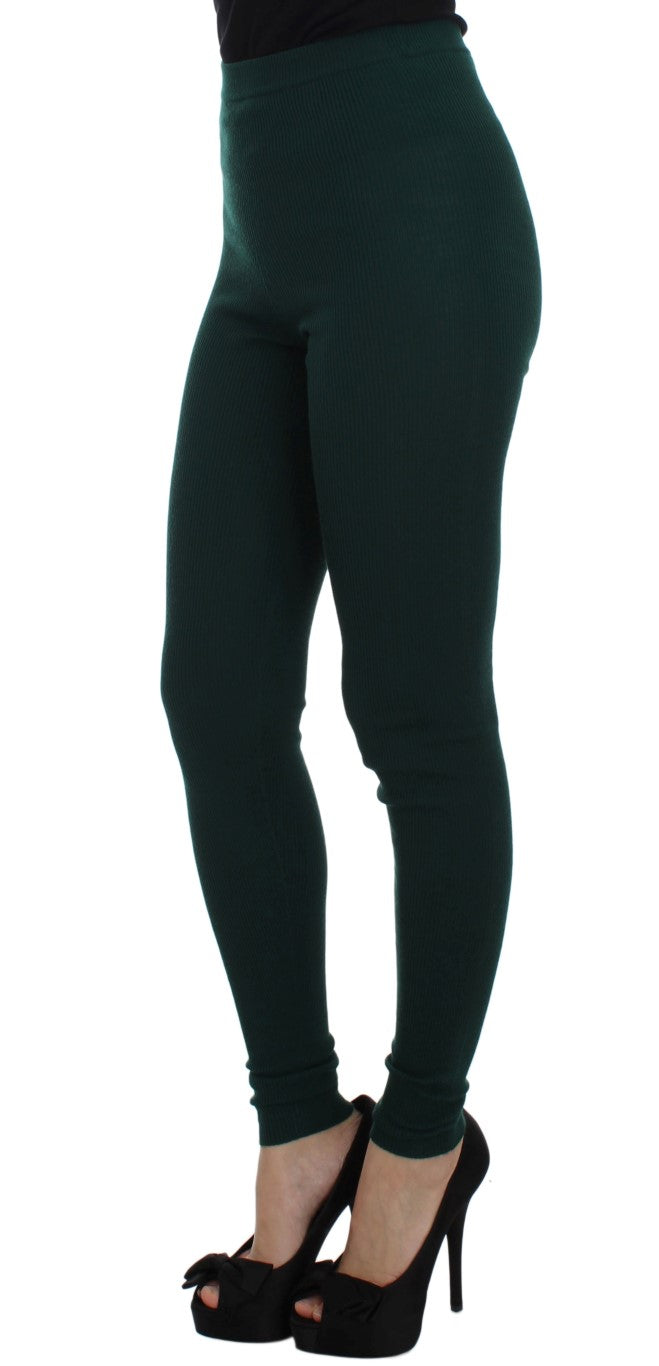 Dolce & Gabbana Green Cashmere Stretch Tights Pants