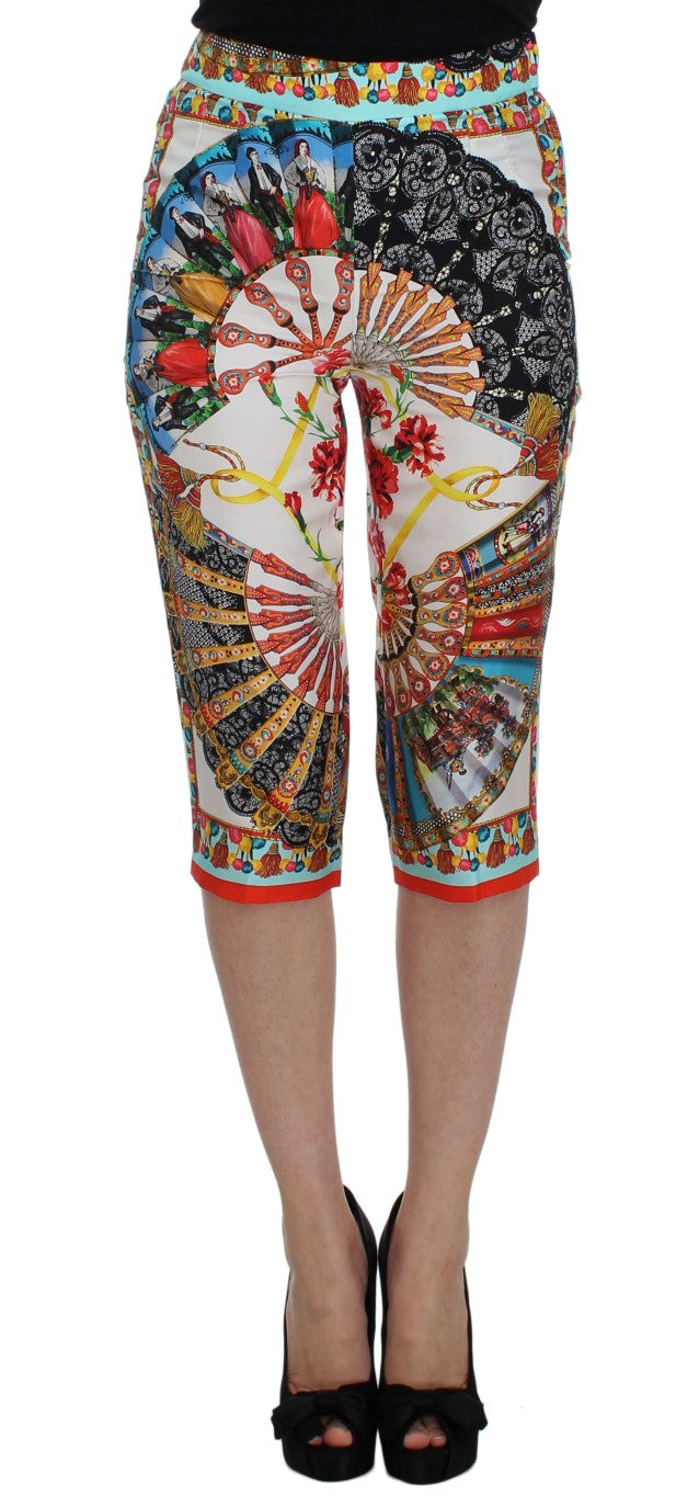 Dolce & Gabbana Multicolor Majolica Sicily Silk Pants