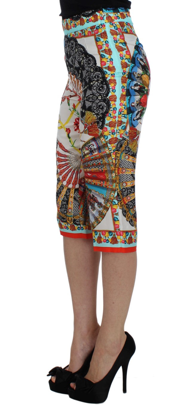 Dolce & Gabbana Multicolor Majolica Sicily Silk Pants