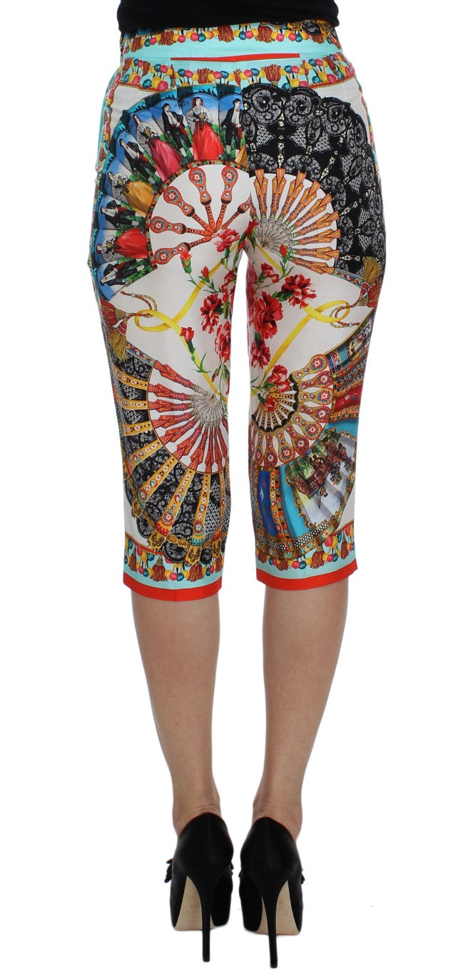 Dolce & Gabbana Multicolor Majolica Sicily Silk Pants