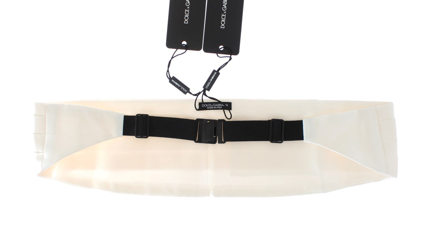 Dolce & Gabbana White Smoking Belt Silk Cummerbund