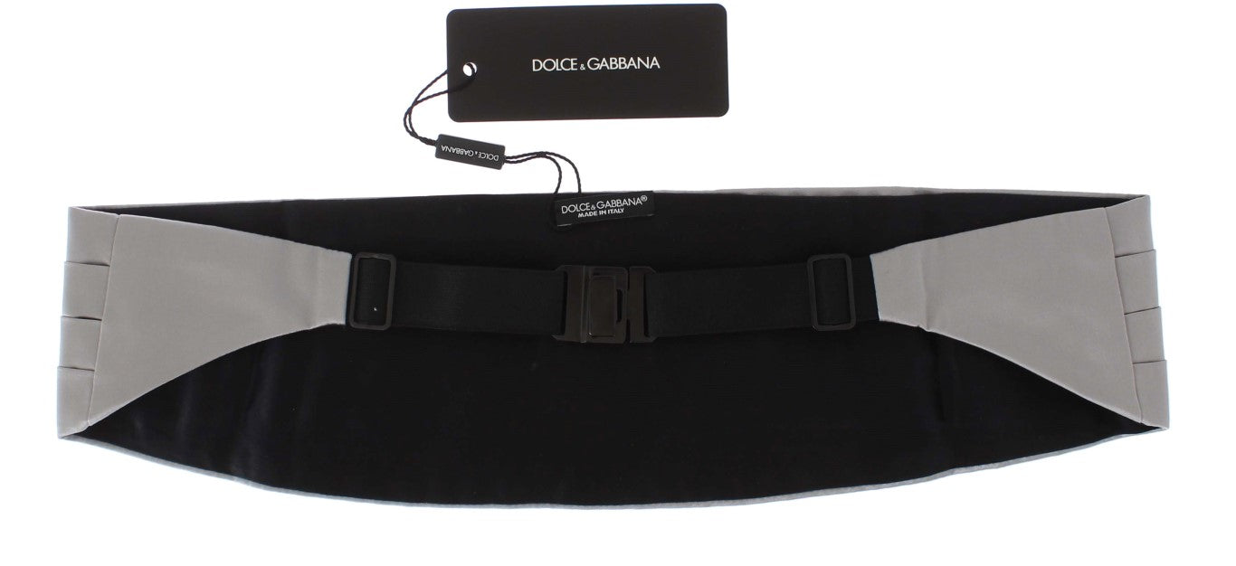 Dolce & Gabbana Silver Wide Belt Silk Cummerbund