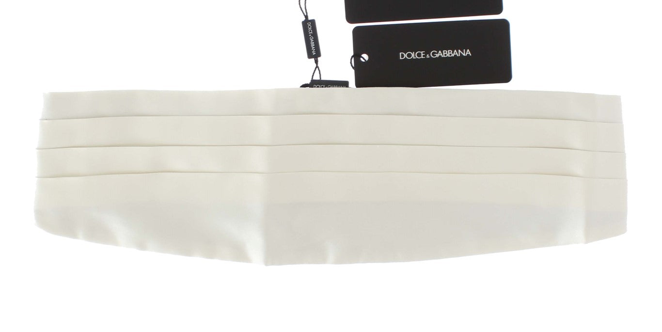 Dolce & Gabbana White Wide Belt Silk Cummerbund