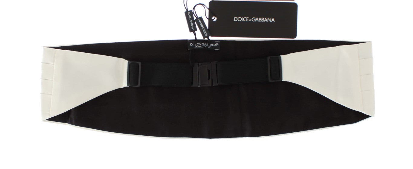 Dolce & Gabbana White Wide Belt Silk Cummerbund