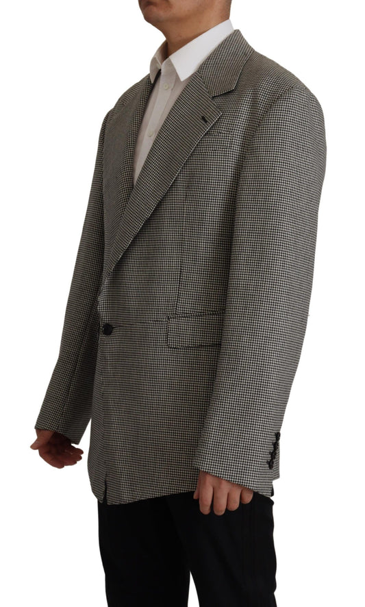 Dolce & Gabbana Gray Checkered Single Breasted Jacket Blazer