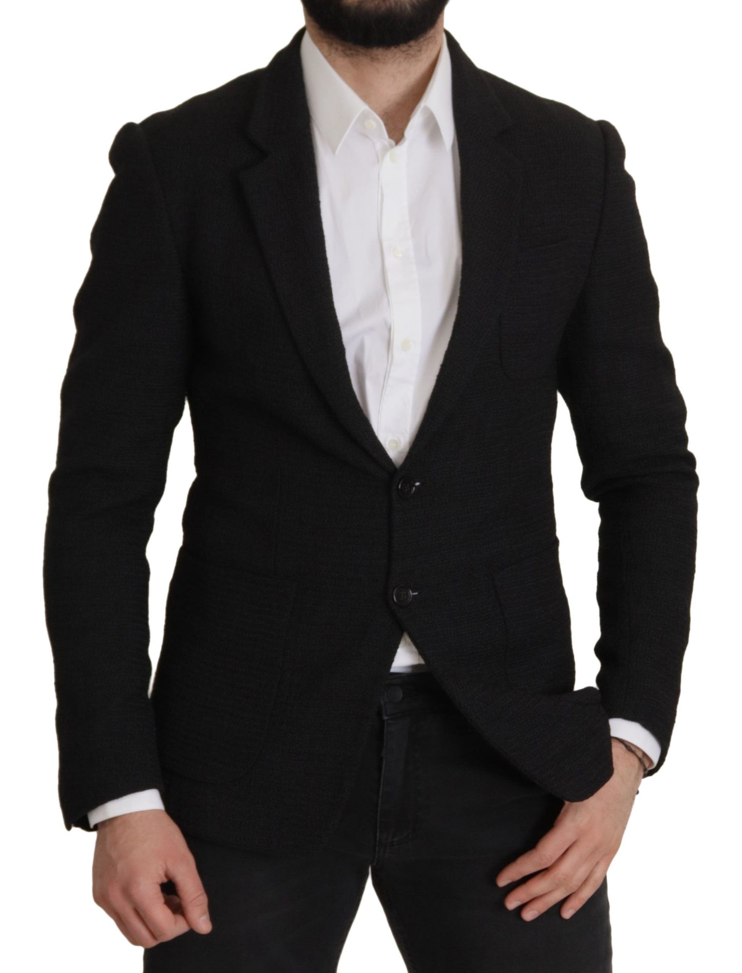 Dolce & Gabbana Black Single Breasted Coat Men Blazer