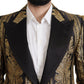 Dolce & Gabbana Black Gold Jacquard Single Breasted Blazer