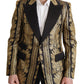 Dolce & Gabbana Black Gold Jacquard Single Breasted Blazer