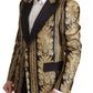 Dolce & Gabbana Black Gold Jacquard Single Breasted Blazer