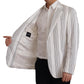 Dolce & Gabbana White Stripes Cotton Single Breasted Blazer