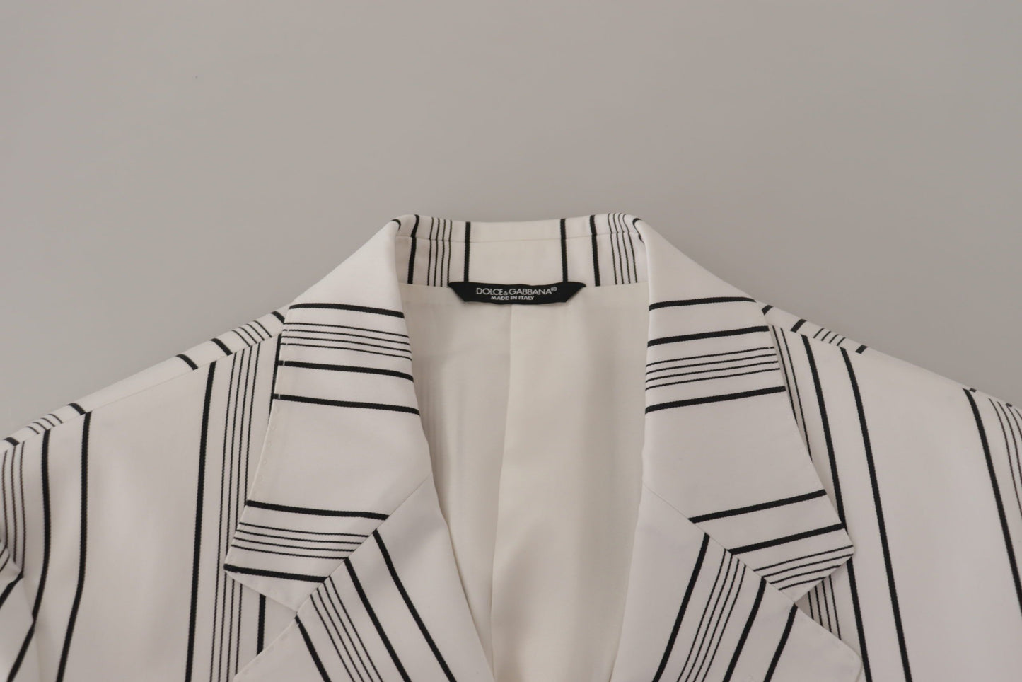 Dolce & Gabbana White Stripes Cotton Single Breasted Blazer