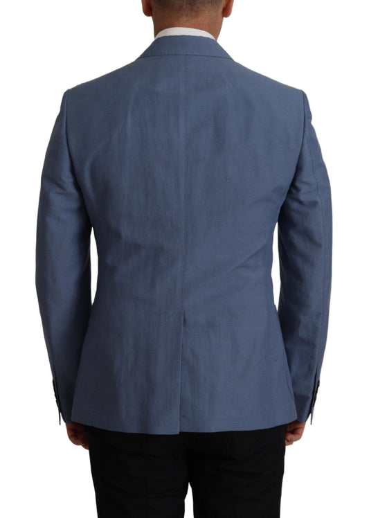 Dolce & Gabbana Blue Single Breasted Logo Blazer Jacket