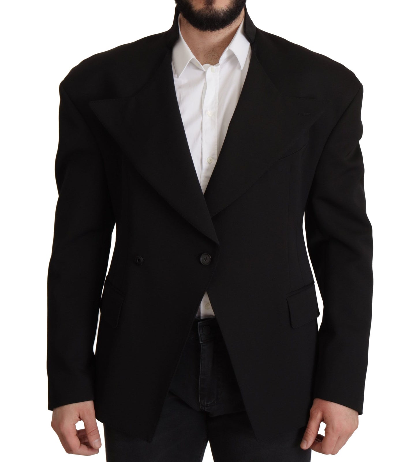 Dolce & Gabbana Black Wool Single Breasted Jacket Blazer