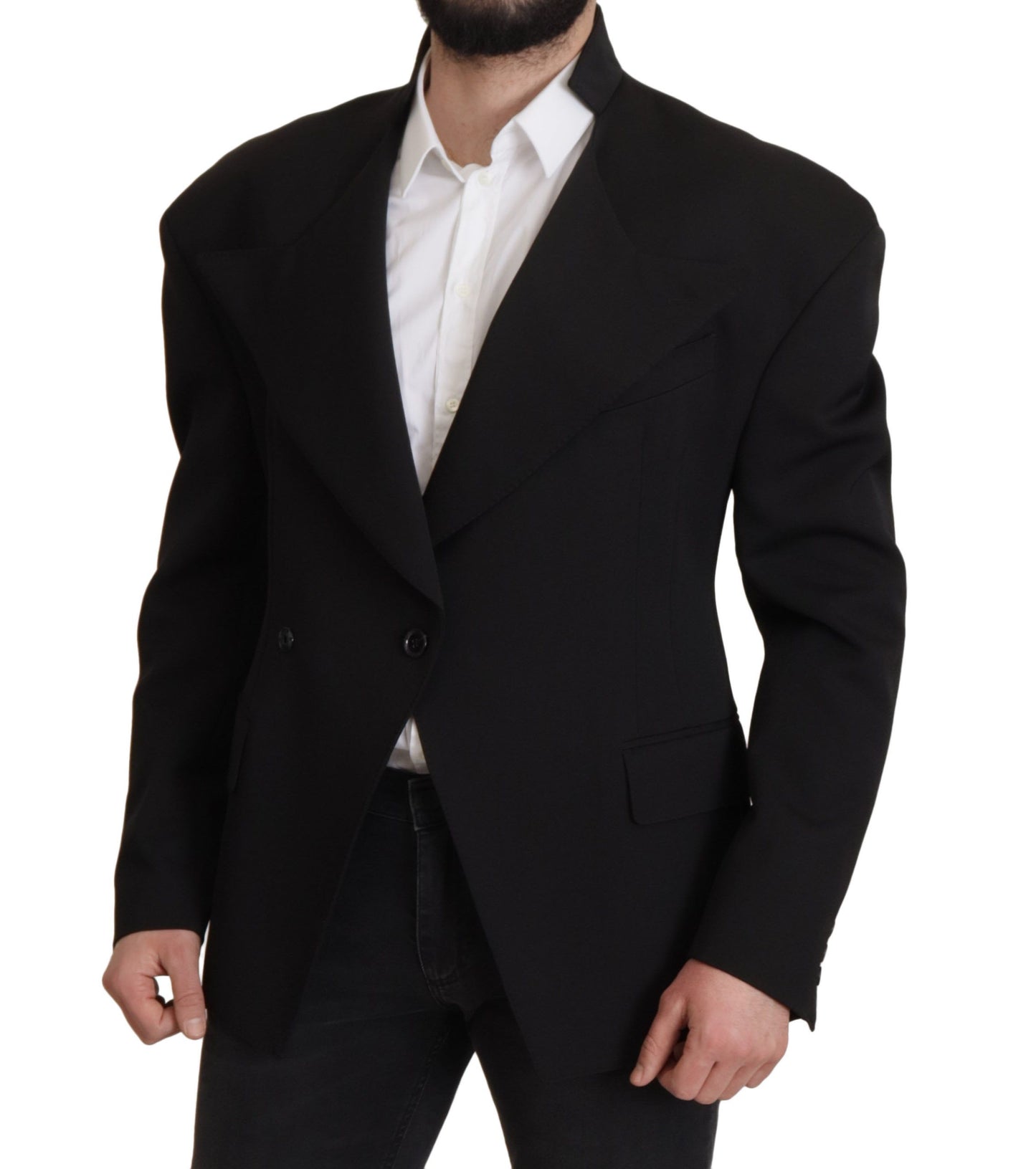 Dolce & Gabbana Black Wool Single Breasted Jacket Blazer