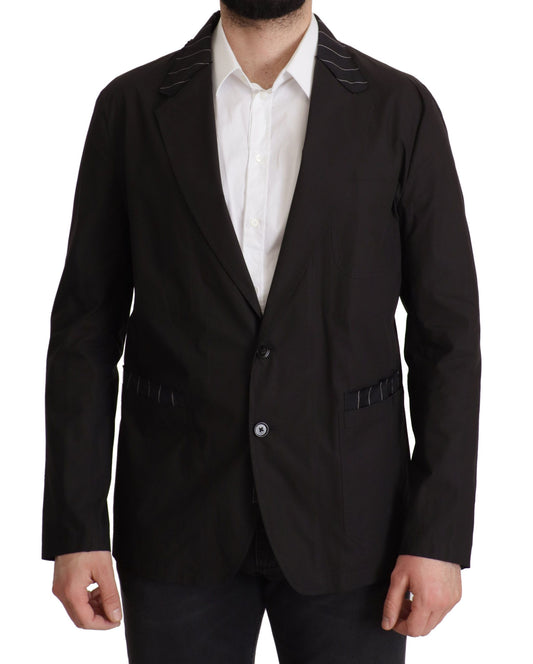 Dolce & Gabbana Black Cotton Single Breasted Blazer Jacket