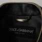 Dolce & Gabbana Elegant Black Leather Jacket with Silver Details