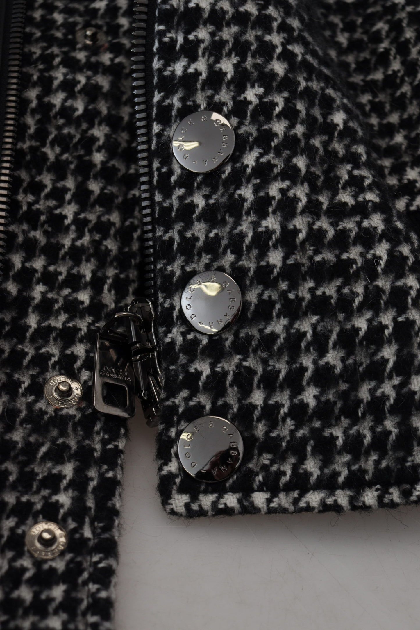 Dolce & Gabbana Black Houndstooth Bomber Jacket