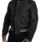 Dolce & Gabbana Black Houndstooth Bomber Jacket