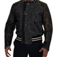 Dolce & Gabbana Black Houndstooth Bomber Jacket