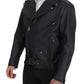 Dolce & Gabbana Black Leather Biker Coat Zipper Jacket