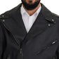 Dolce & Gabbana Black Leather Biker Coat Zipper Jacket