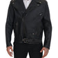 Dolce & Gabbana Black Leather Biker Coat Zipper Jacket