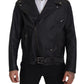 Dolce & Gabbana Black Leather Biker Coat Zipper Jacket