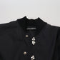 Dolce & Gabbana Black Crystals Button Bomber Jacket