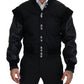 Dolce & Gabbana Black Crystals Button Bomber Jacket