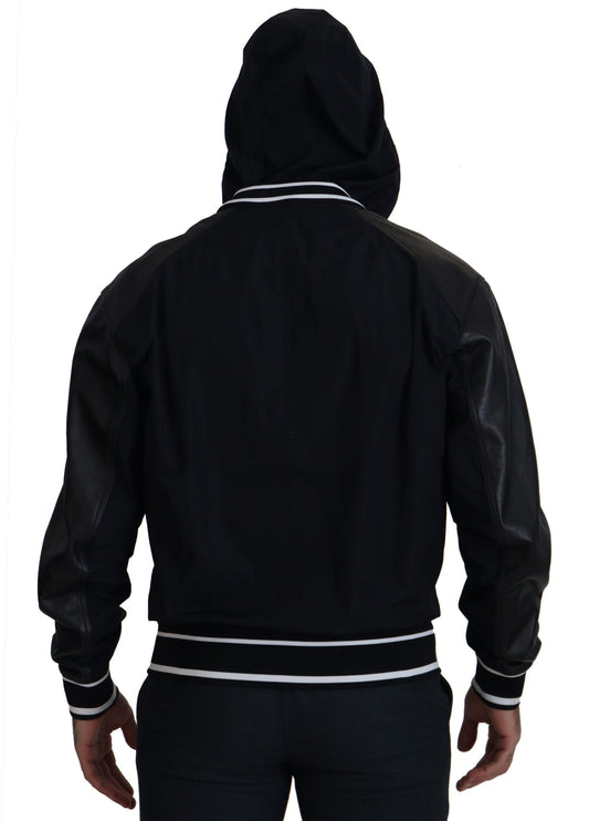 Dolce & Gabbana Black Hooded Blouson Bomber Jacket