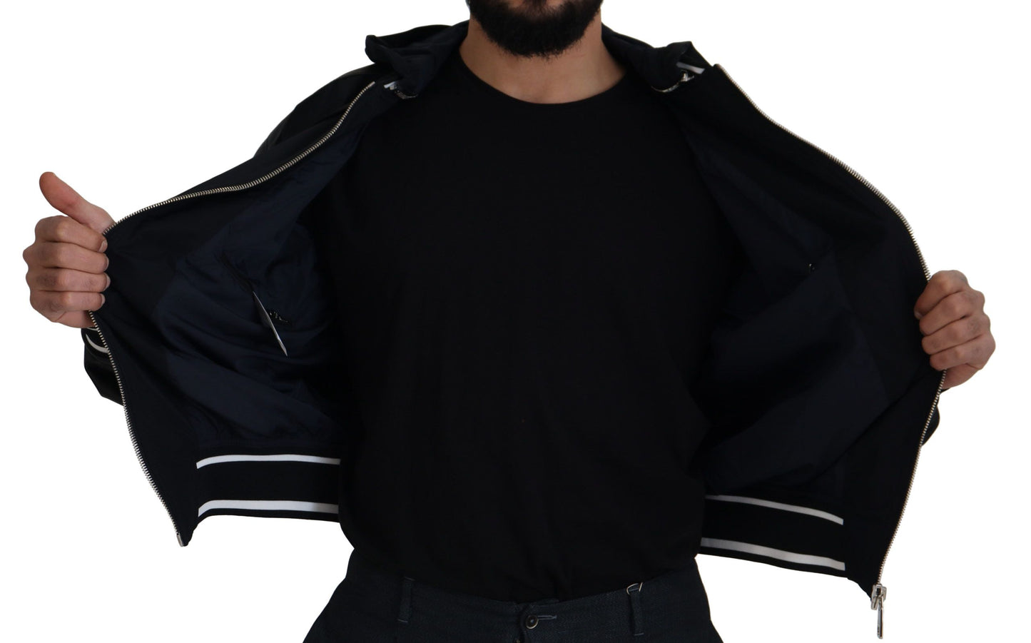 Dolce & Gabbana Black Hooded Blouson Bomber Jacket