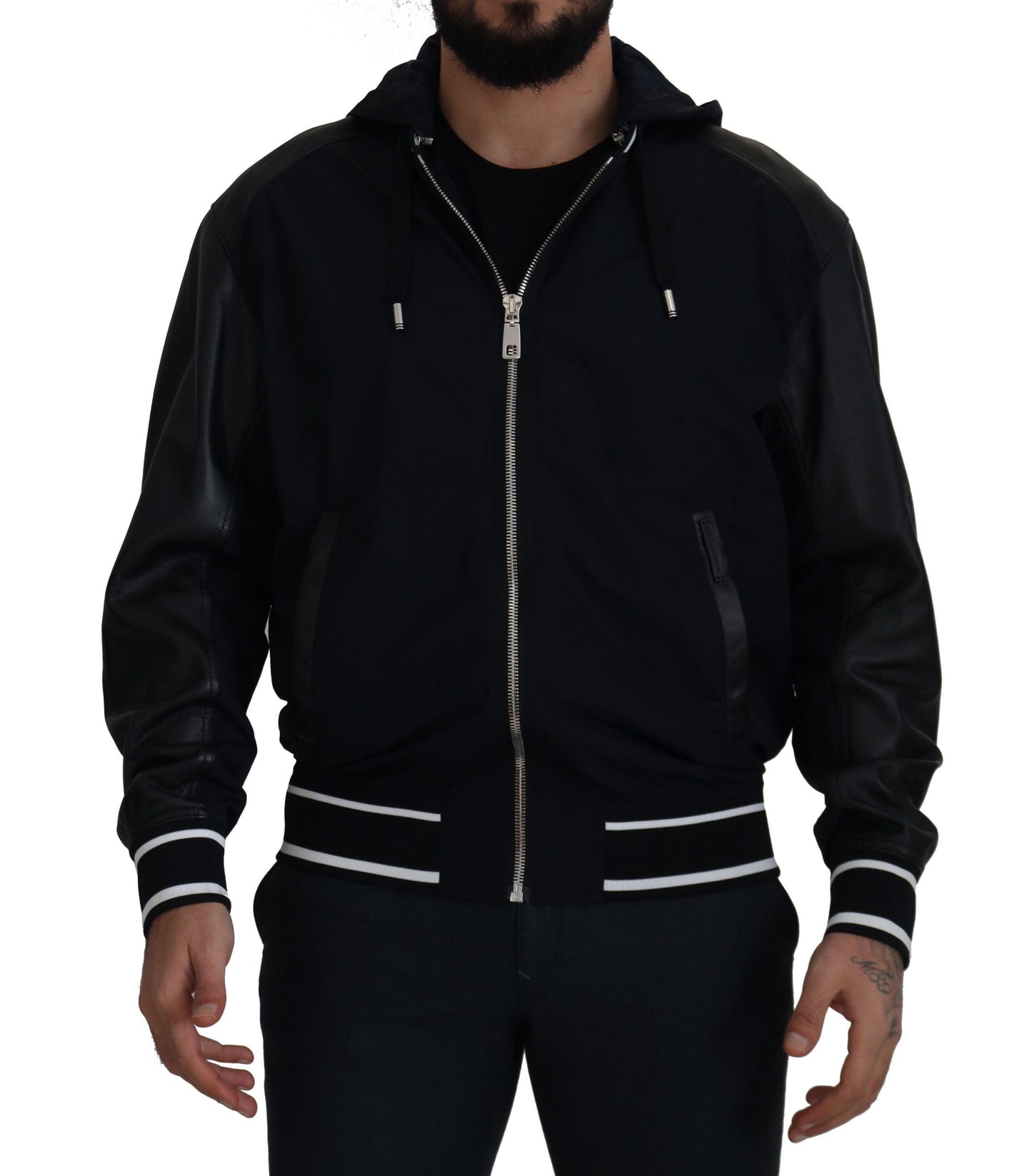 Dolce & Gabbana Black Hooded Blouson Bomber Jacket