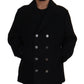 Dolce & Gabbana Black Wool Trench Overcoat Jacket