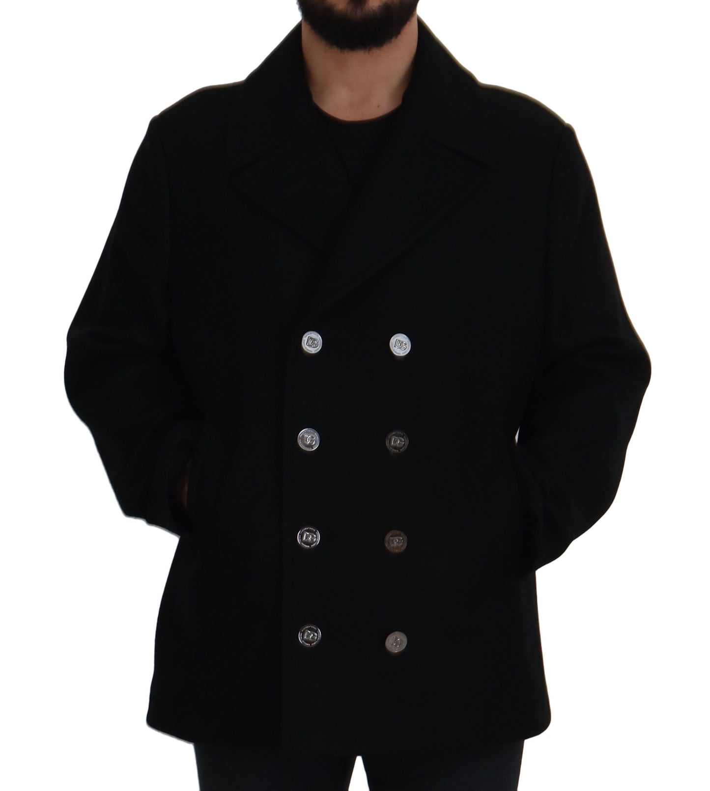 Dolce & Gabbana Black Wool Trench Overcoat Jacket