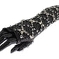 Dolce & Gabbana Black Leather Crystal Beaded Finger Free Gloves