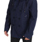 Dolce & Gabbana Blue Hooded Double Breasted Coat Jacket