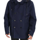 Dolce & Gabbana Blue Hooded Double Breasted Coat Jacket